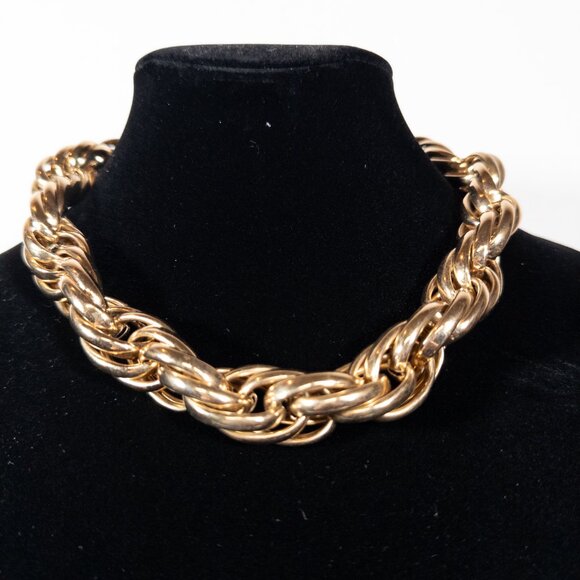 Vintage Gold Chain Statement Chunky Necklace - Picture 2 of 3